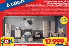 MODA LİFE ARDA GENÇ ODASI TAKIMI 6’LI SET (GARDIROP, ÇALIŞMA MASASI, KARYOLA-BAŞLIK, ŞİFONYER, KOMODİN, KİTAPLIK) (FULL SET)